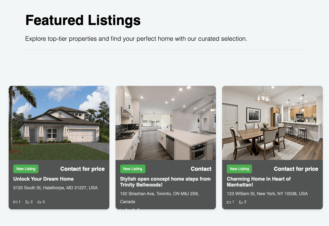 Featured Listings Page Example